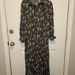 NATURAL LIFE Black Floral Long Sleeve Dress Prairie/ Western.